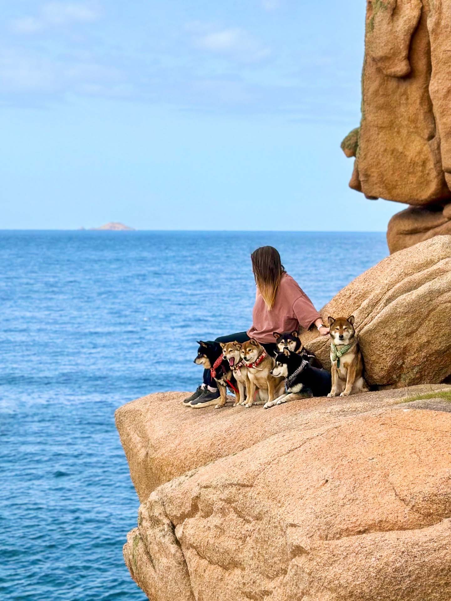 Sabine et la Shiba Crew au bord de la mer ShibaCrewLife-paysage-falaise-mer